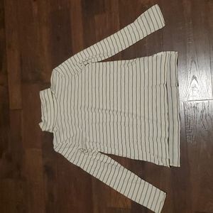 Madewell green and cream striped turtleneck